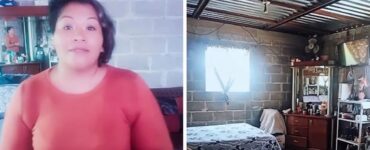 Donna presenta con orgoglio la sua casa incompleta