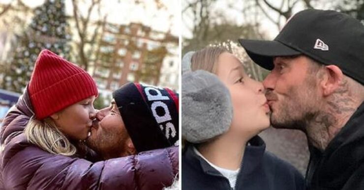David Beckham bacia la figlia Harper