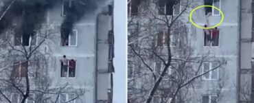 Due uomini salvano una donna dall'incendio