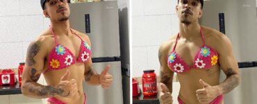 Figlio indossa il bikini realizzato dalla madre