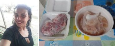Pranzo di carne alla donna incinta in strada