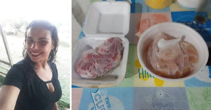 Pranzo di carne alla donna incinta in strada
