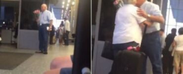 Anziano aspetta la moglie in aeroporto