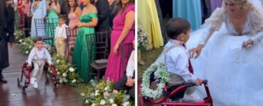 Il bambino consegna le fedi nuziali della madre