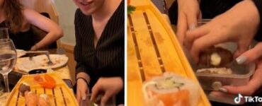 famiglia porta via gli avanzi del buffet