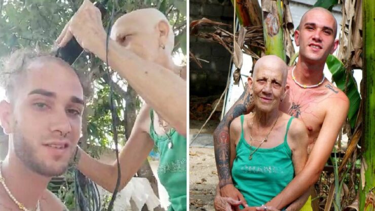 Ragazzo si rasa la testa per sostenere la mamma malata di cancro