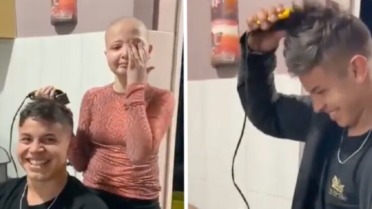 Ragazzo si rade la testa per mostrare solidarietà alla sorella malata di cancro