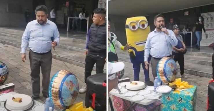 Padre organizza festa di compleanno alla figlia fuori dal tribunale