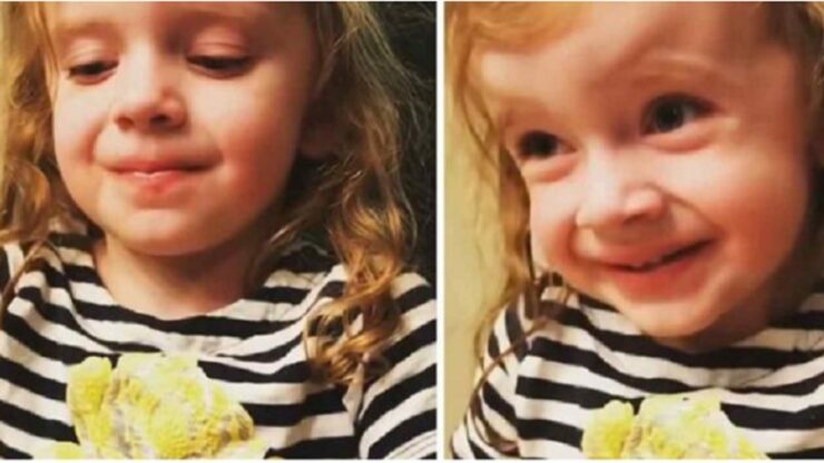 Bambina finge di apprezzare gli spaghetti